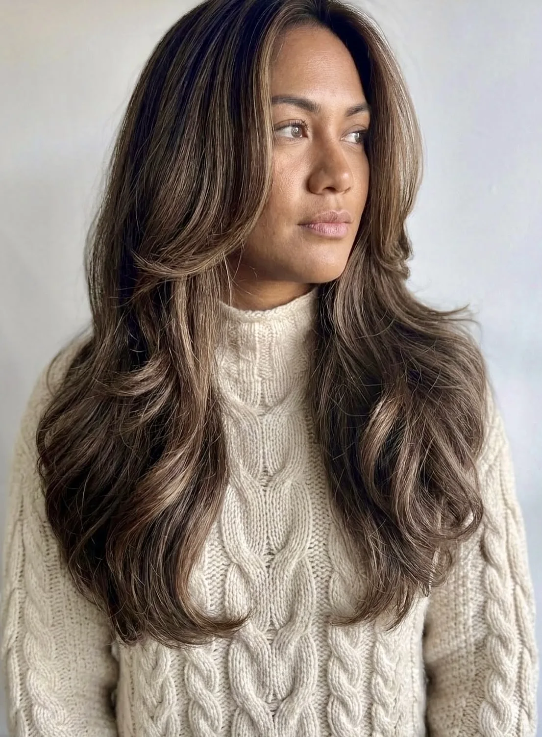 Long dark hair extensions, colour-matched, on a HEADS client in Makati